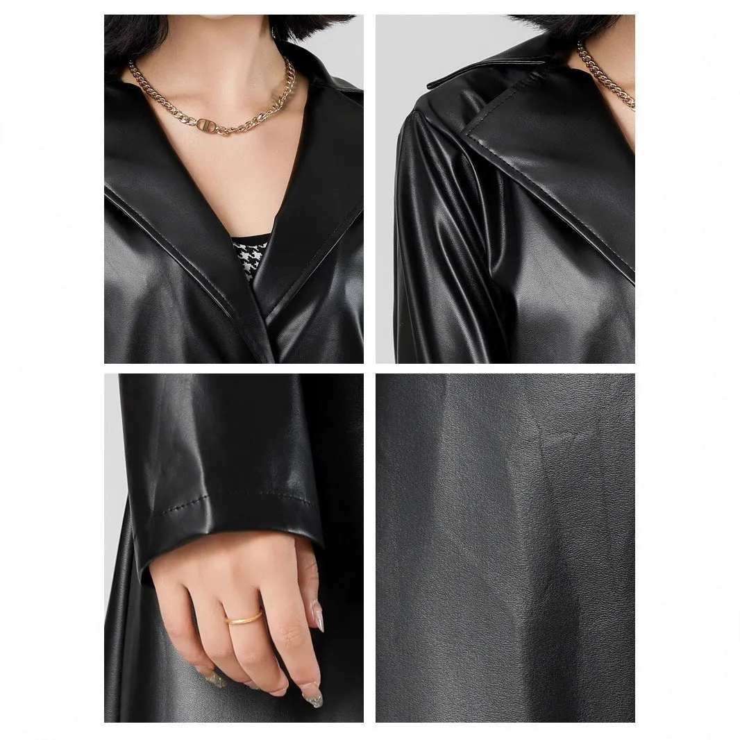 The Eternal Edge | Women's Extended Slim-Fit PU Leather Trench Coat sold by Negative product image thumbnail 4