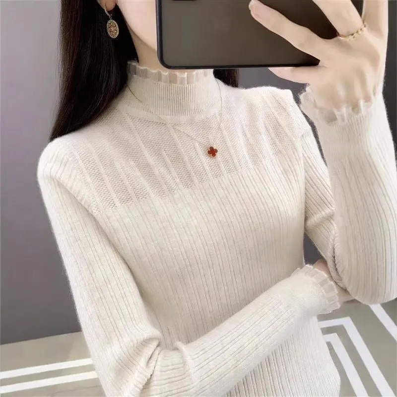 The Sophisticated Silhouette | Women's Slim-Fit Semi-Turtleneck Pullover Sweater sold by Negative product image thumbnail 4