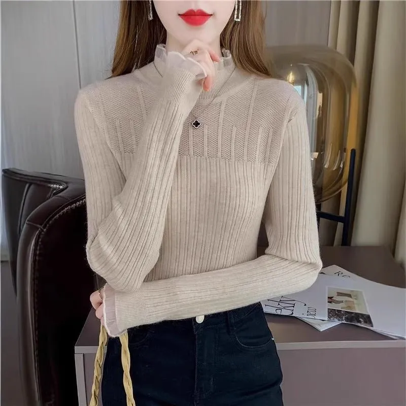The Sophisticated Silhouette | Women's Slim-Fit Semi-Turtleneck Pullover Sweater made by Negative