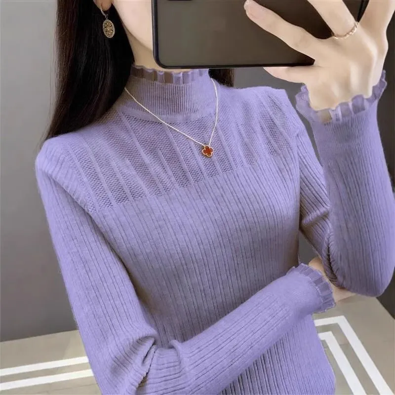 The Sophisticated Silhouette | Women's Slim-Fit Semi-Turtleneck Pullover Sweater sold by Negative product image thumbnail 5