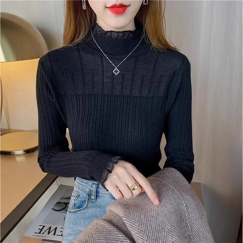 The Sophisticated Silhouette | Women's Slim-Fit Semi-Turtleneck Pullover Sweater sold by Negative product image thumbnail 3