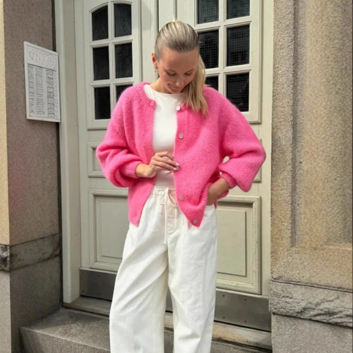 The Ice Cream Dream | Solid Color Mohair Blend Button-Up Cardigan Sweater sold by Negative product image thumbnail 3