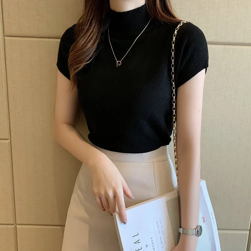 The Spring Elegance | Women's Slim-Fit Semi-Turtleneck Three-Quarter Sleeve Sweater sold by Negative product image thumbnail 2