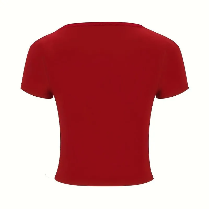 Women’s Milk Silk V-Neck Short Sleeve T-Shirt | Slim Fit Elastic Pullover | Soft Polyester Spandex Top for Daily & Vacation Wear sold by Negative product image thumbnail 4