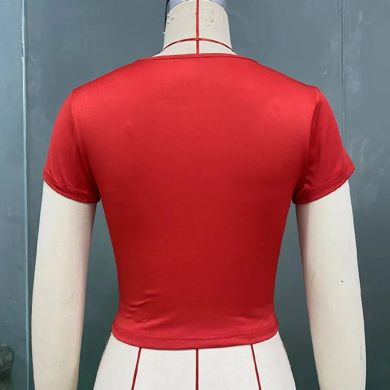 Women’s Milk Silk V-Neck Short Sleeve T-Shirt | Slim Fit Elastic Pullover | Soft Polyester Spandex Top for Daily & Vacation Wear sold by Negative product image thumbnail 3