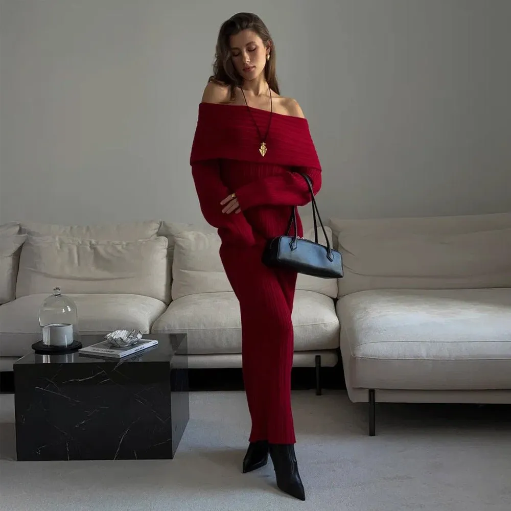 The Sultry Glow | Off-Shoulder Long-Sleeve High-Waist Hip Wrap Maxi Dress sold by Negative product image thumbnail 3