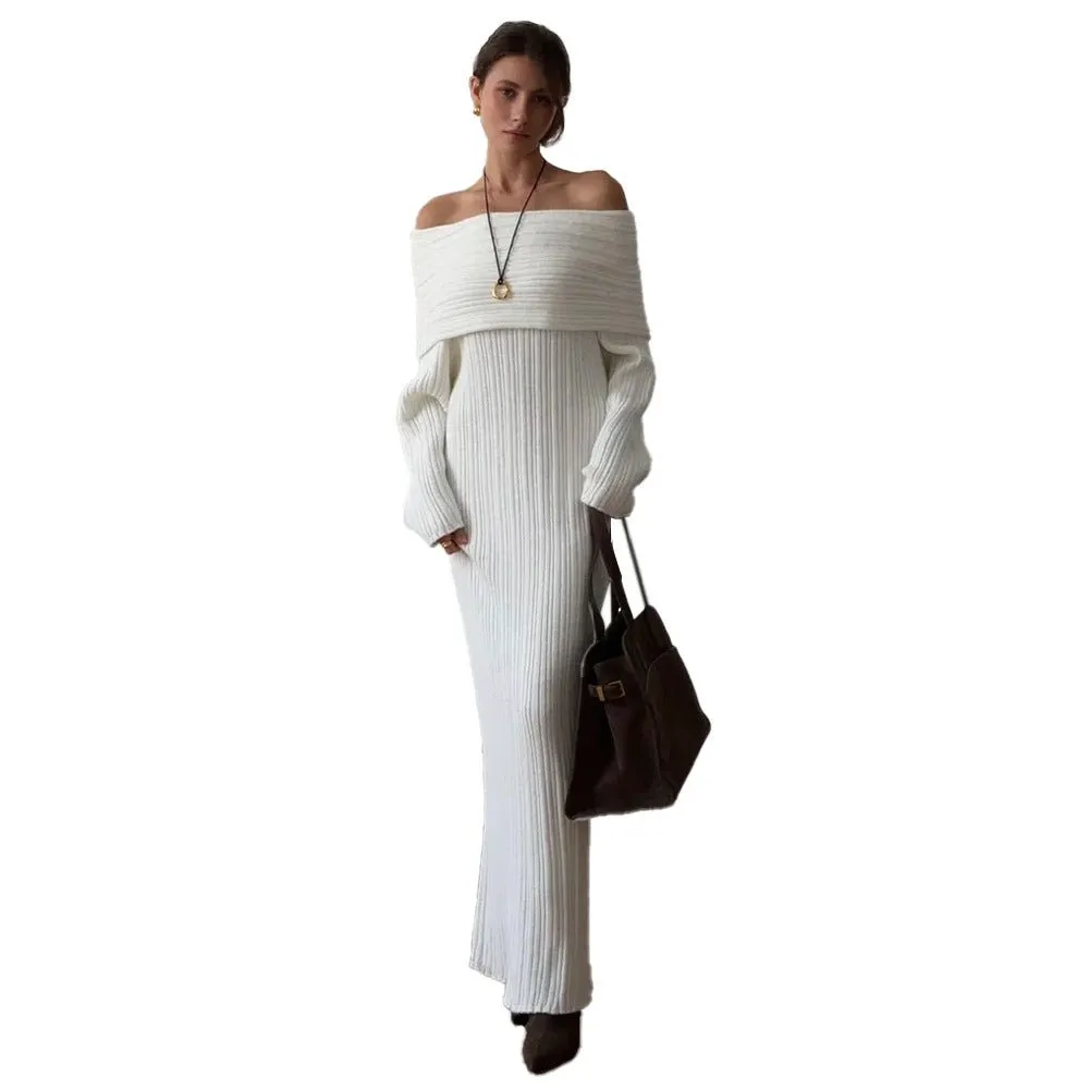 The Sultry Glow | Off-Shoulder Long-Sleeve High-Waist Hip Wrap Maxi Dress sold by Negative product image thumbnail 5