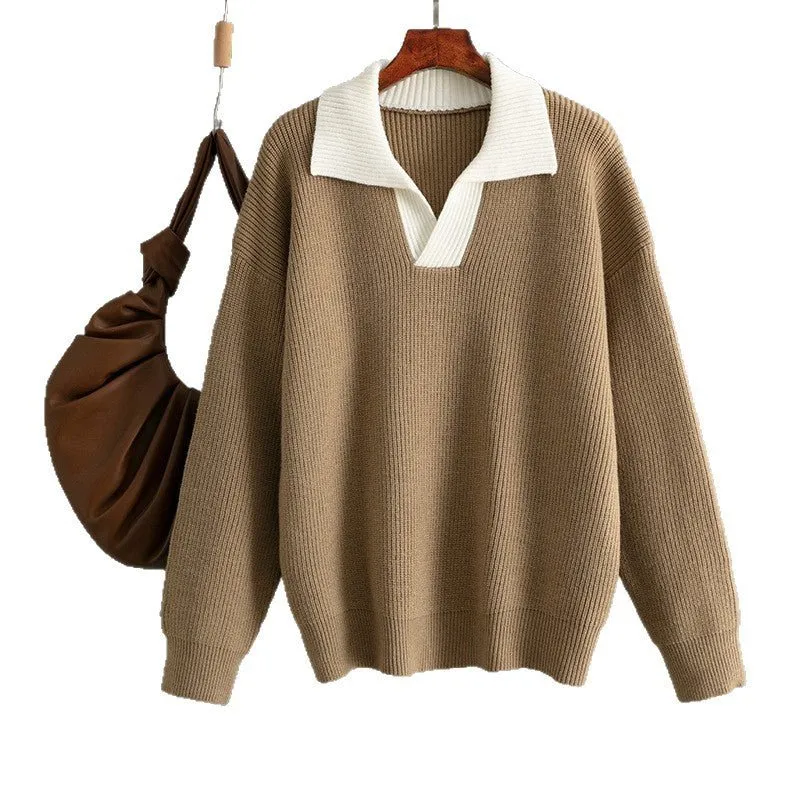 The Cozy Contrast | Color-Matched Polo Collar Knitted Sweater sold by Negative product image thumbnail 5