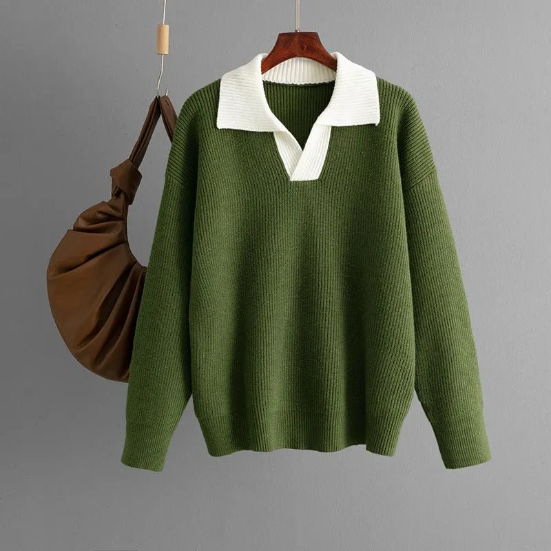The Cozy Contrast | Color-Matched Polo Collar Knitted Sweater sold by Negative product image thumbnail 2