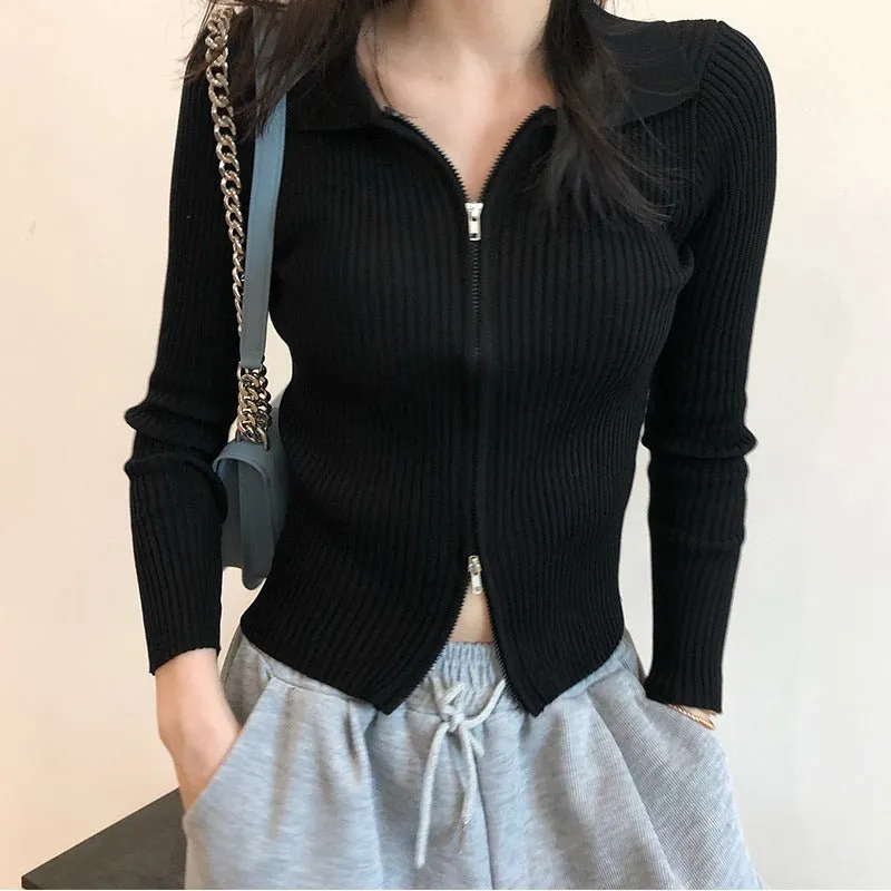 Women’s Slim Fit Lapel Cardigan Sweater – Temperament Commuter Style (Spring 2025) sold by Negative product image thumbnail 2