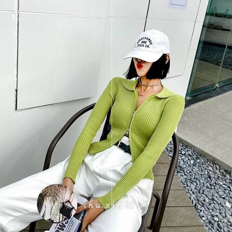 Women’s Slim Fit Lapel Cardigan Sweater – Temperament Commuter Style (Spring 2025) sold by Negative product image thumbnail 3