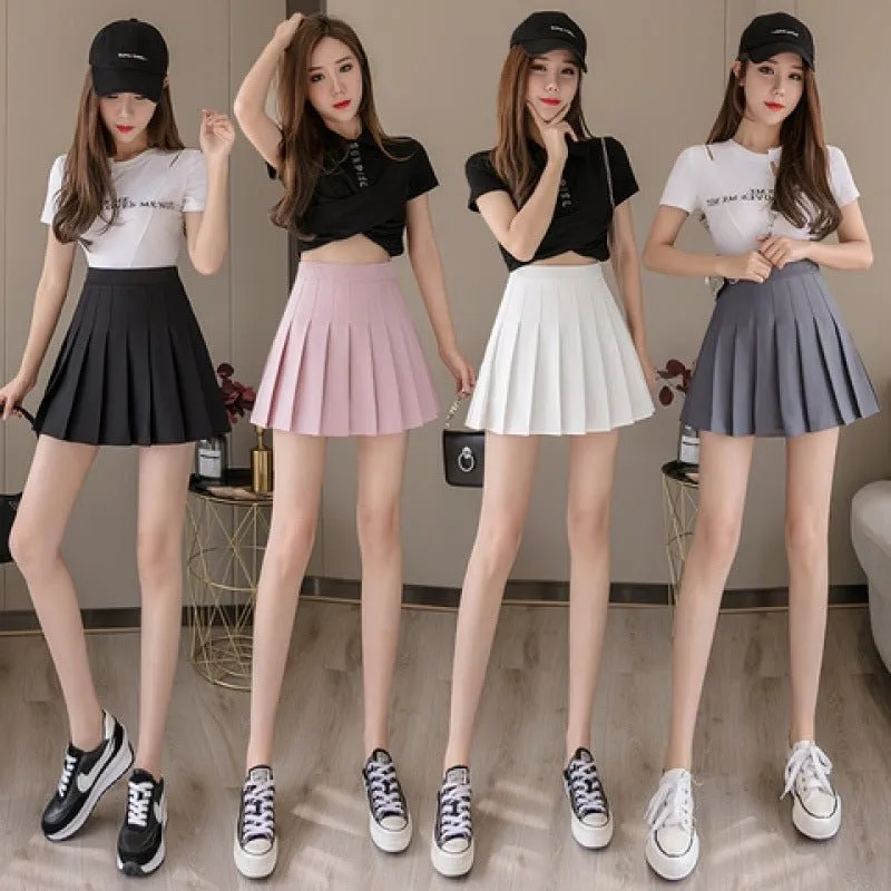 Pleated skirt women's JK uniform skirt versatile skirt spring and summer short skirt safety pants + zipper made by Negative