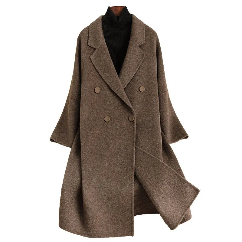 Premium Double-sided wool coat women's medium and long 2025 autumn and winter new cocoon high-end woolen coat sold by Negative product image thumbnail 5