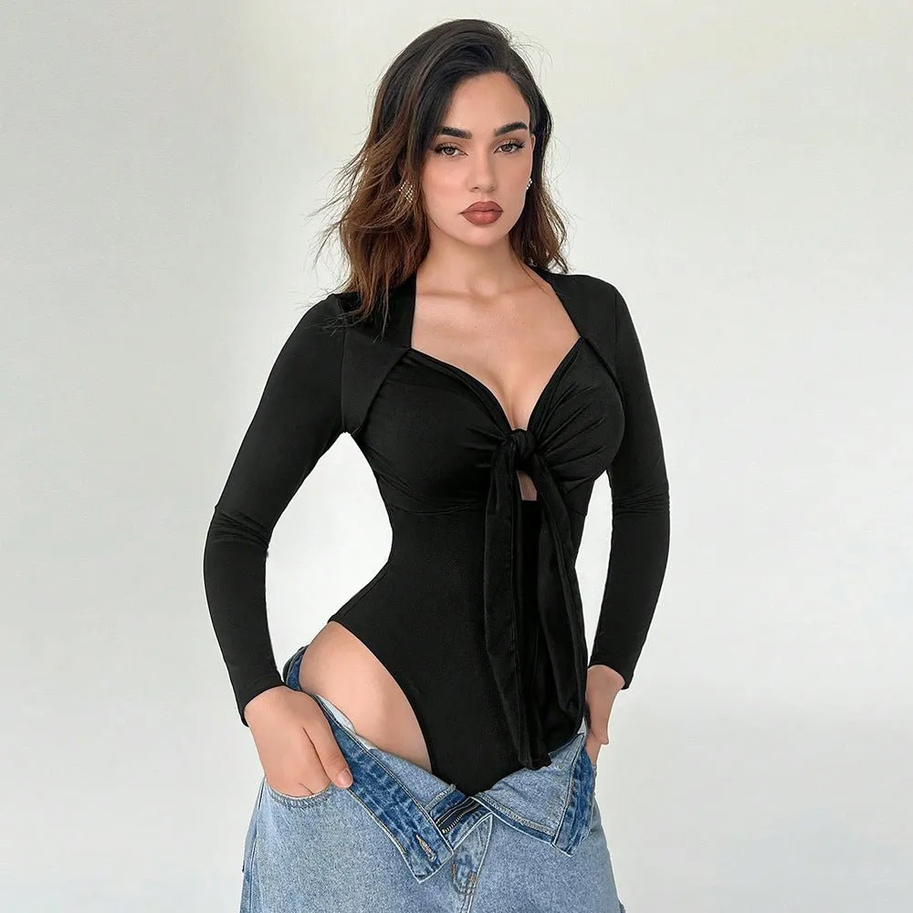 Slim long-sleeved t-shirt design sense niche top onesie sold by Negative
