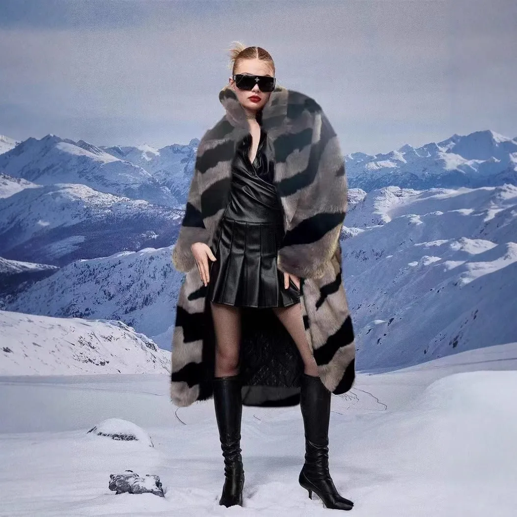 The Wild Sovereign | Imitation Tiger Pattern Extended Faux Fur Coat sold by Negative product image thumbnail 4
