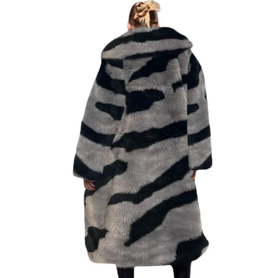 The Wild Sovereign | Imitation Tiger Pattern Extended Faux Fur Coat sold by Negative product image thumbnail 5