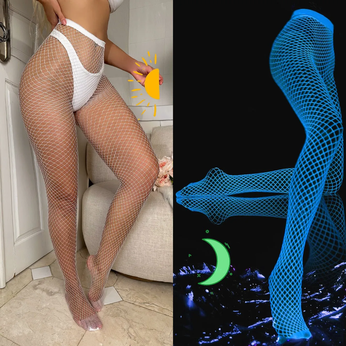 Neon Pulse | Fluorescent Nylon Romper Tights Dance Wear sold by Negative