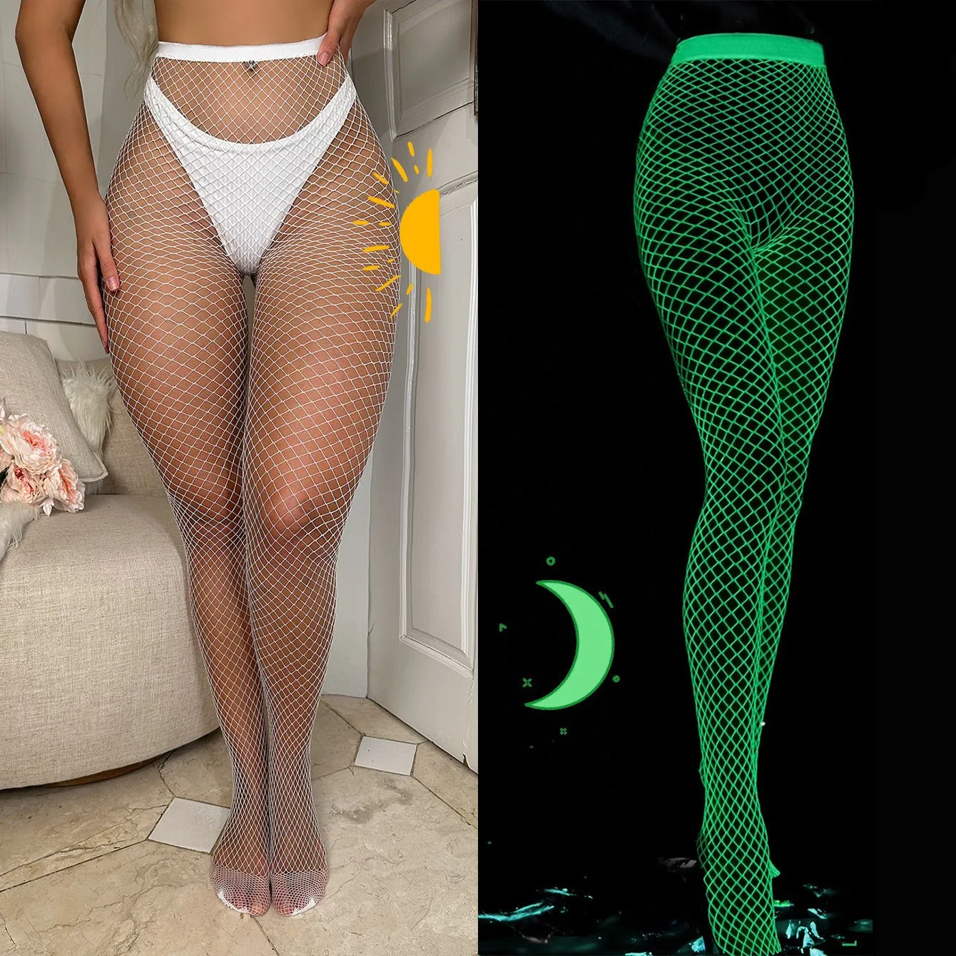 Neon Pulse | Fluorescent Nylon Romper Tights Dance Wear sold by Negative product image thumbnail 2