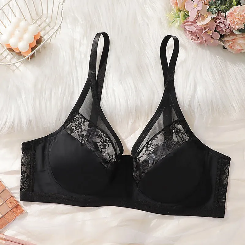 The Midnight Lace | Plus Size Black Lace Splicing Underwire Bra sold by Negative product image thumbnail 3