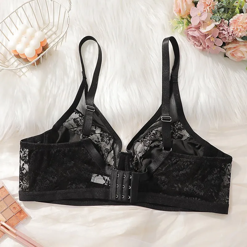 The Midnight Lace | Plus Size Black Lace Splicing Underwire Bra sold by Negative product image thumbnail 4