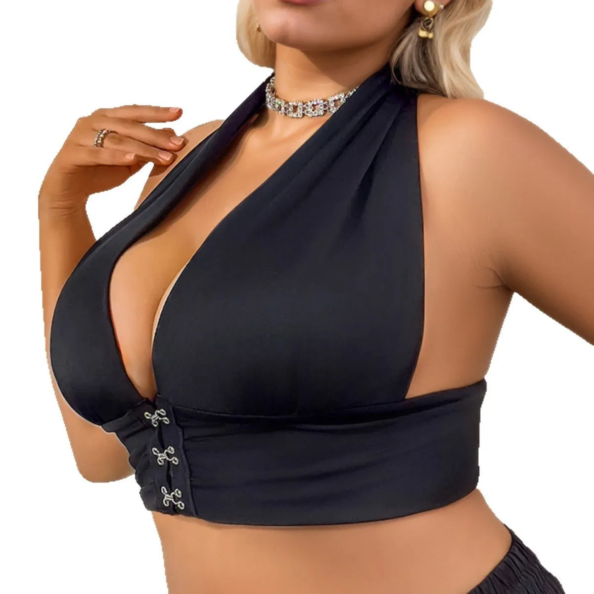 The Bold Reveal | Plus Size Halter Front-Closure Backless Bra sold by Negative product image thumbnail 5