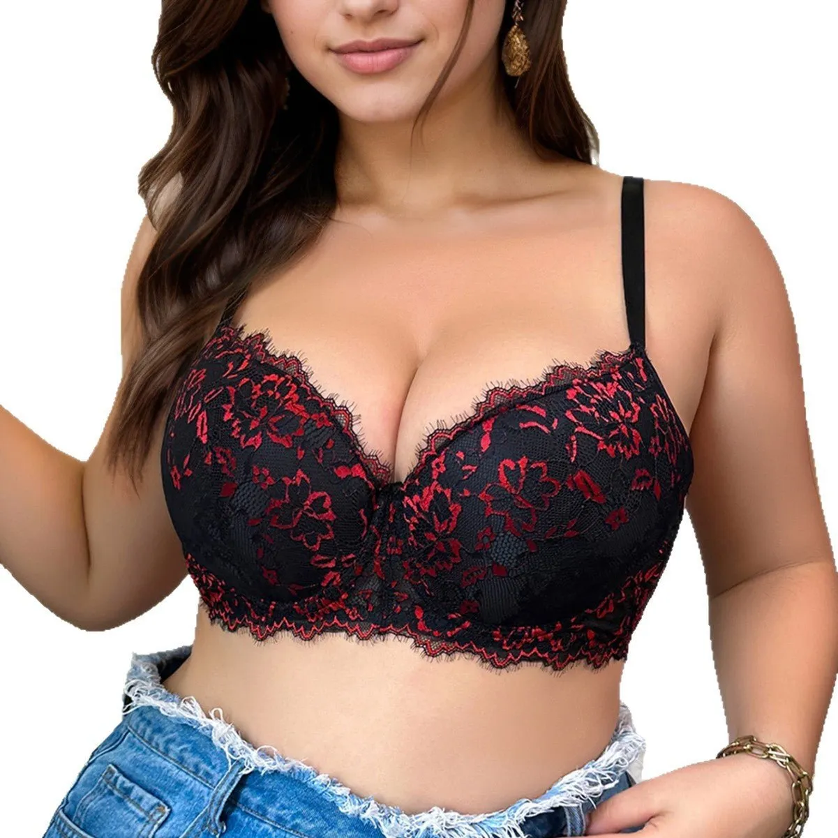 The Noir Rouge | Plus-Size Lace Push-Up Full-Coverage Bra sold by Negative product image thumbnail 5