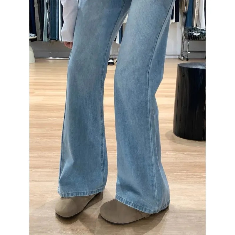 Women’s Ultra-Low Waist Wide Leg Jeans – Blue Summer Ultra-Thin Denim | Washed Casual Urban Style sold by Negative product image thumbnail 3