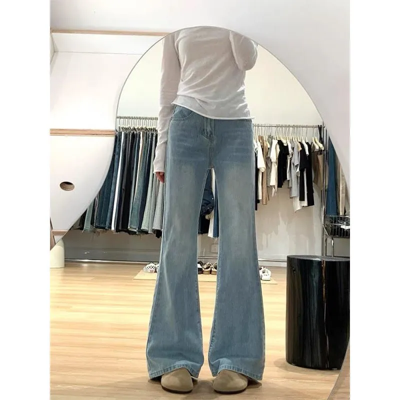 Women’s Ultra-Low Waist Wide Leg Jeans – Blue Summer Ultra-Thin Denim | Washed Casual Urban Style sold by Negative product image thumbnail 4