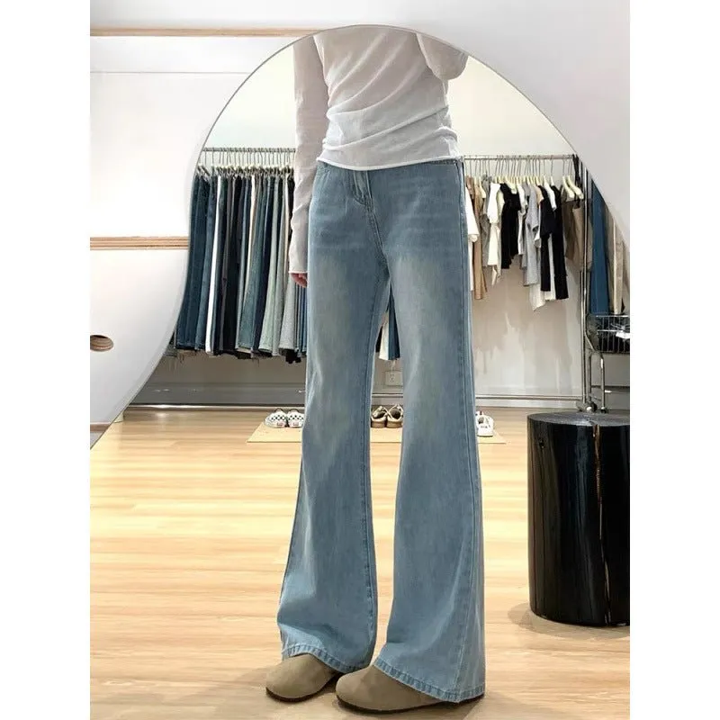 Women’s Ultra-Low Waist Wide Leg Jeans – Blue Summer Ultra-Thin Denim | Washed Casual Urban Style sold by Negative