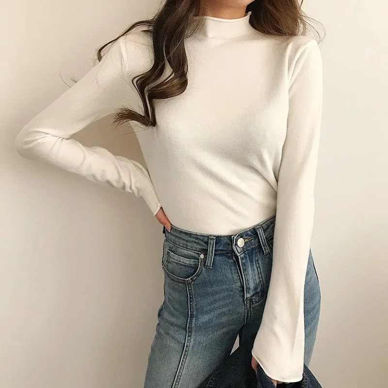 The Elegant Breeze | Women's Semi-Turtleneck Long Sleeve Pullover Sweater sold by Negative product image thumbnail 3