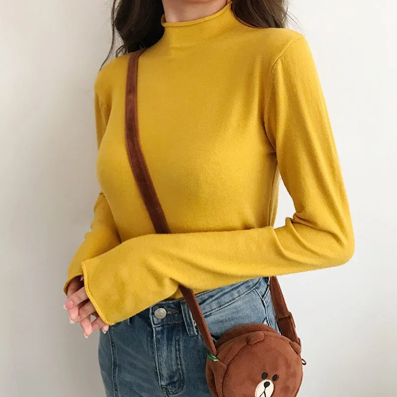 The Elegant Breeze | Women's Semi-Turtleneck Long Sleeve Pullover Sweater made by Negative