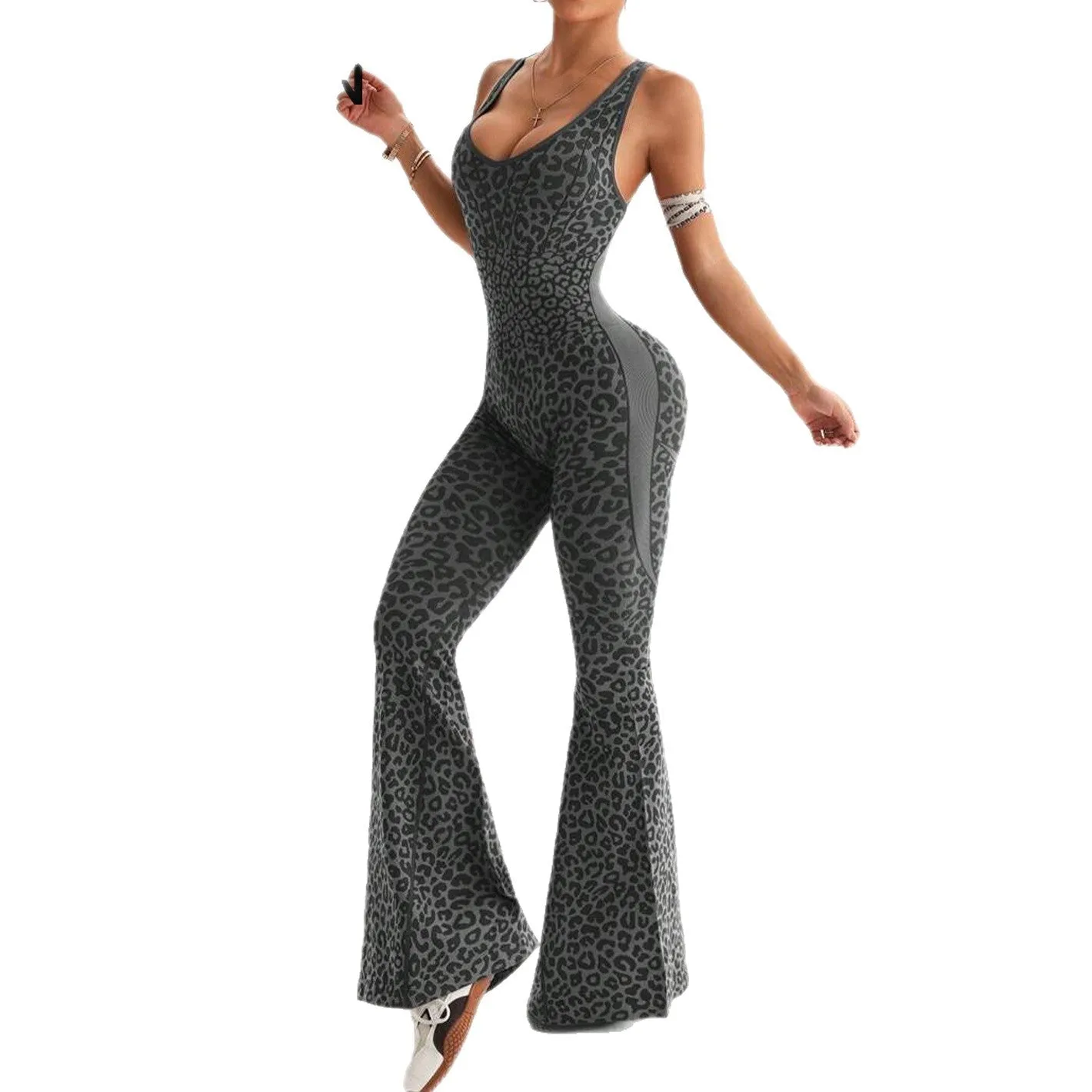 Wild Pulse | Cross-Back Seamless Leopard Jumpsuit sold by Negative product image thumbnail 3