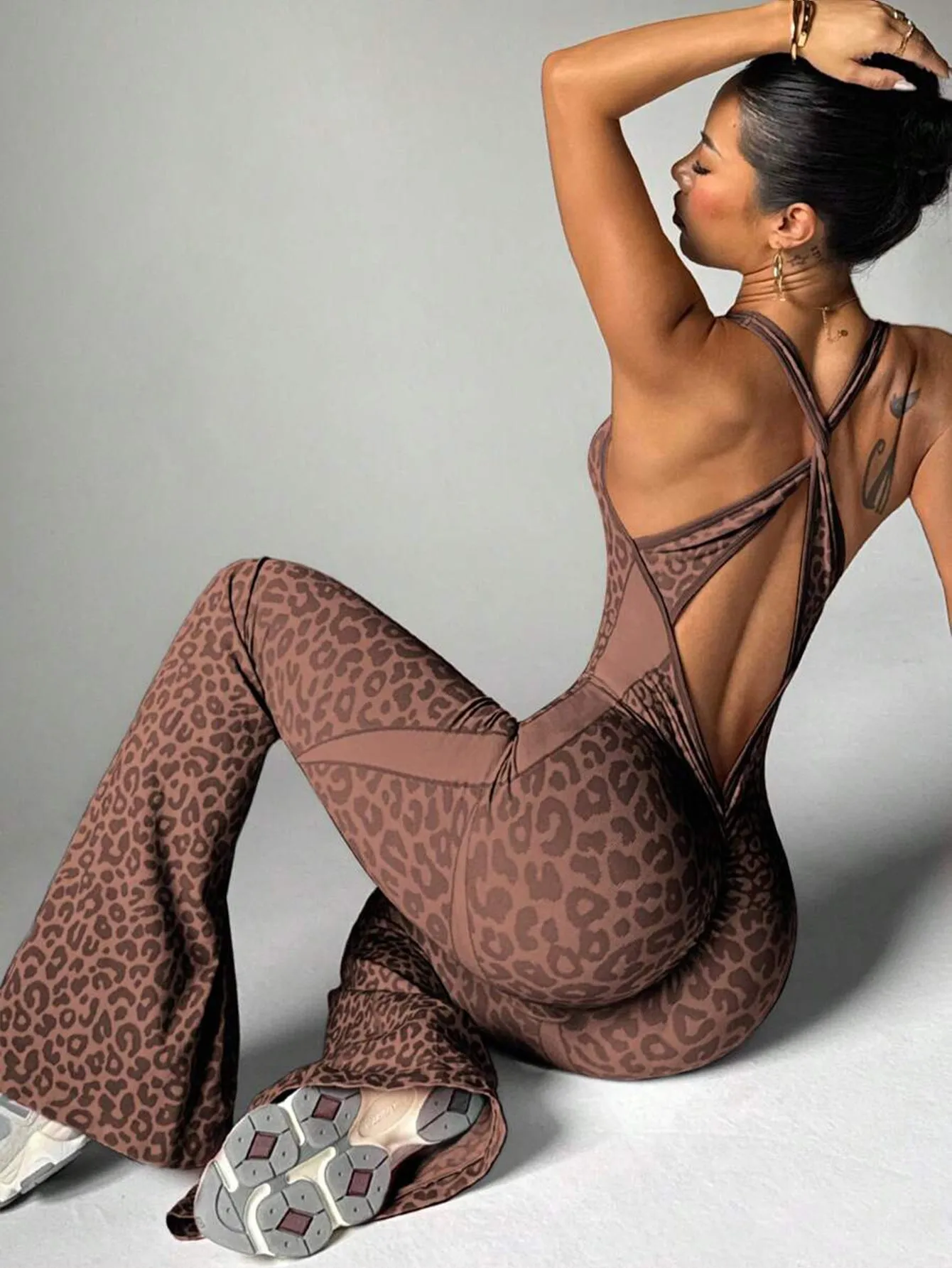 Wild Pulse | Cross-Back Seamless Leopard Jumpsuit sold by Negative product image thumbnail 5