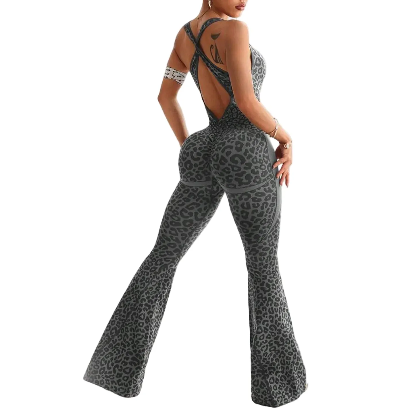 Wild Pulse | Cross-Back Seamless Leopard Jumpsuit sold by Negative product image thumbnail 2