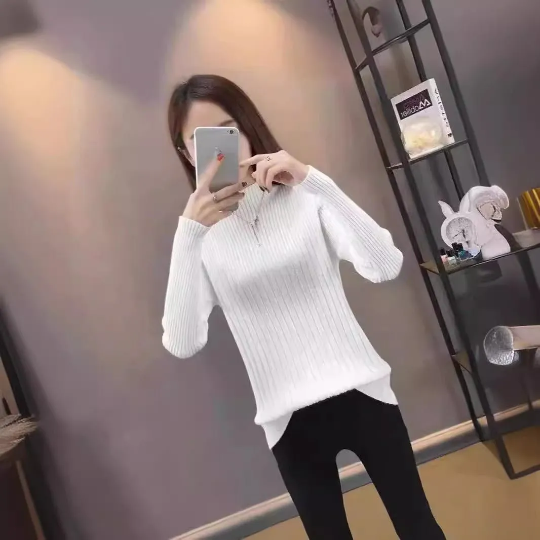 The Timeless Grace | Women's Slim-Fit Semi-Turtleneck Pullover Sweater sold by Negative product image thumbnail 3