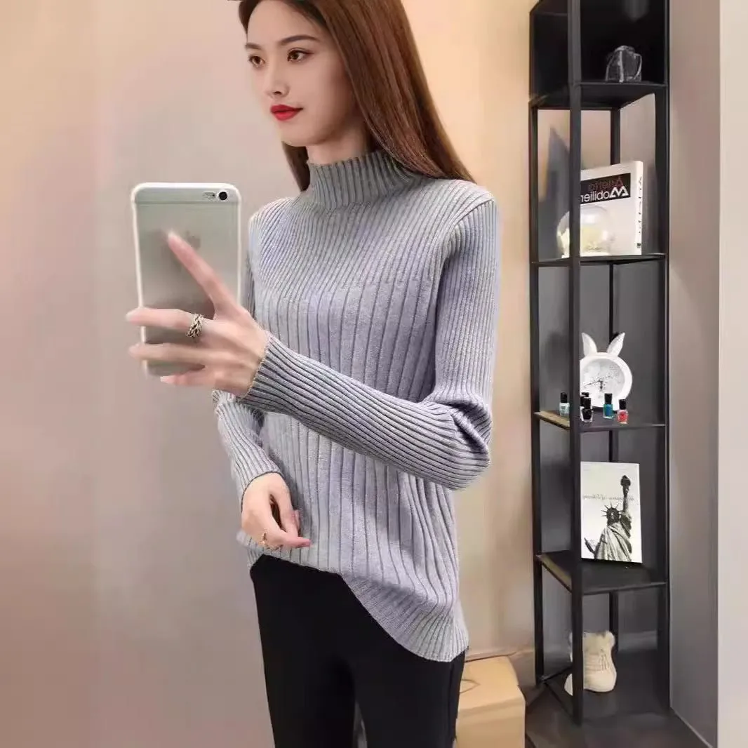 The Timeless Grace | Women's Slim-Fit Semi-Turtleneck Pullover Sweater sold by Negative product image thumbnail 4
