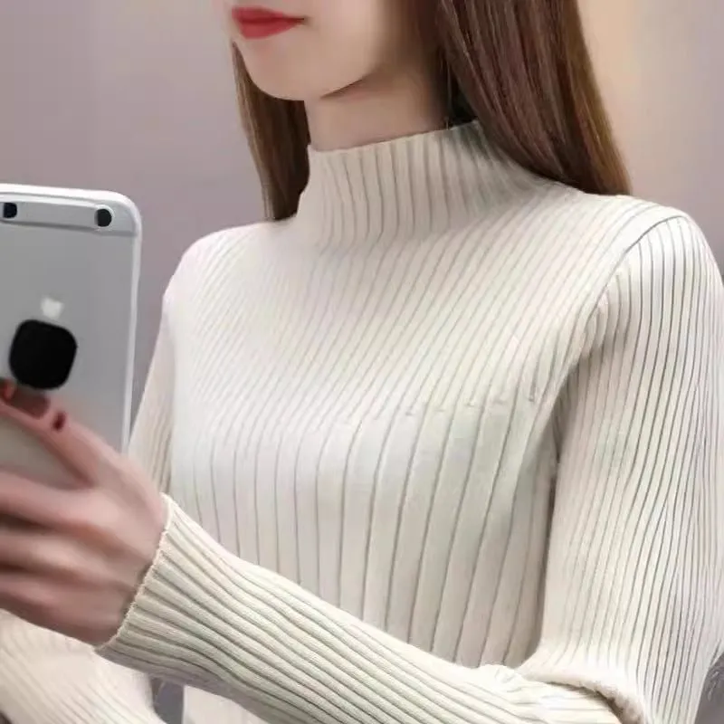 The Timeless Grace | Women's Slim-Fit Semi-Turtleneck Pullover Sweater made by Negative