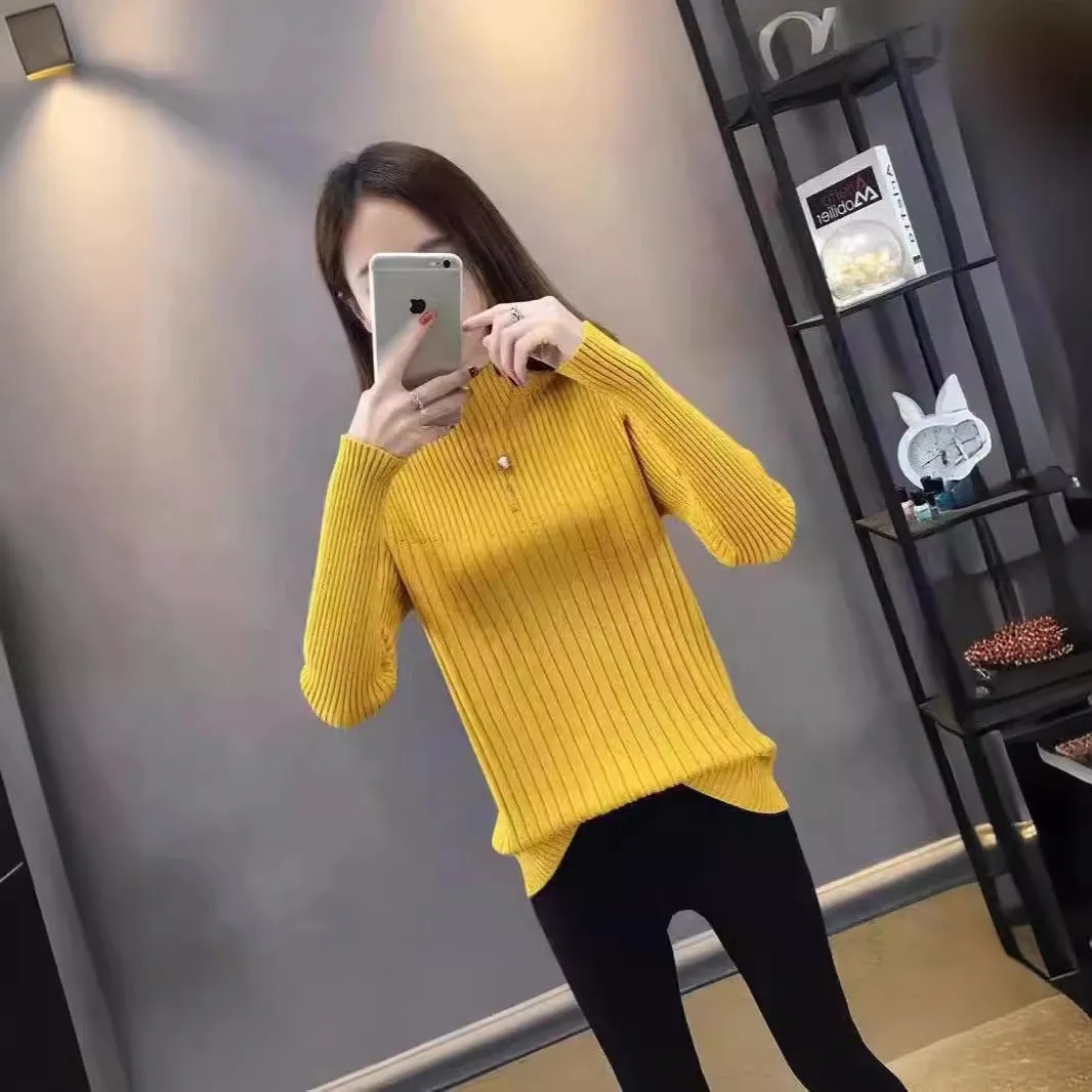 The Timeless Grace | Women's Slim-Fit Semi-Turtleneck Pullover Sweater sold by Negative product image thumbnail 5