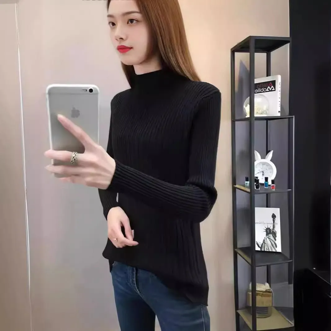 The Timeless Grace | Women's Slim-Fit Semi-Turtleneck Pullover Sweater sold by Negative product image thumbnail 2