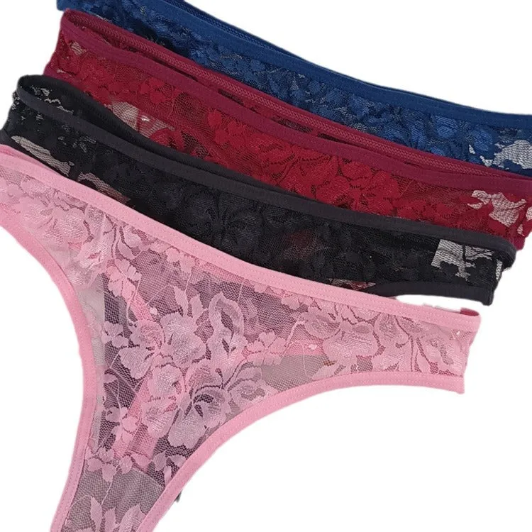 The Floral Tease | Women's Floral Lace Low-Rise Thong Panties sold by Negative product image thumbnail 5