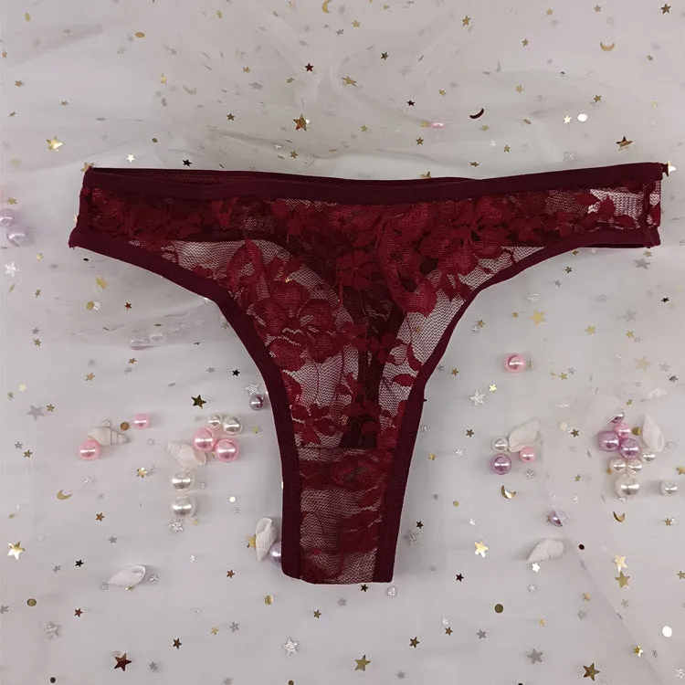 The Floral Tease | Women's Floral Lace Low-Rise Thong Panties sold by Negative product image thumbnail 2