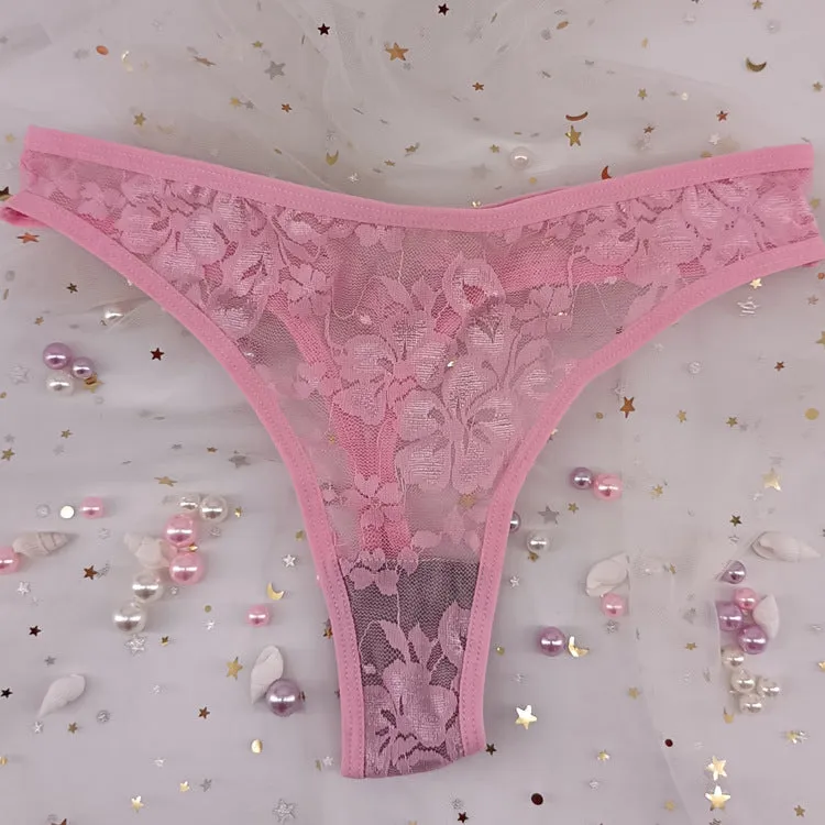 The Floral Tease | Women's Floral Lace Low-Rise Thong Panties sold by Negative