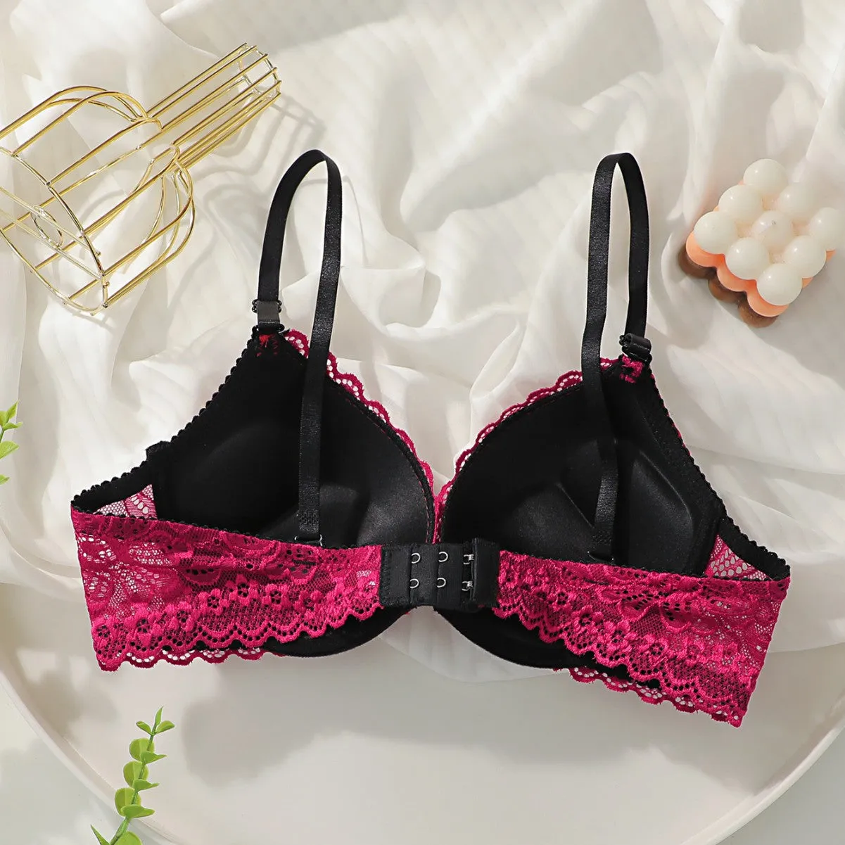 The Crimson Allure | Women's Lace Underwire Push-Up Bra sold by Negative product image thumbnail 4