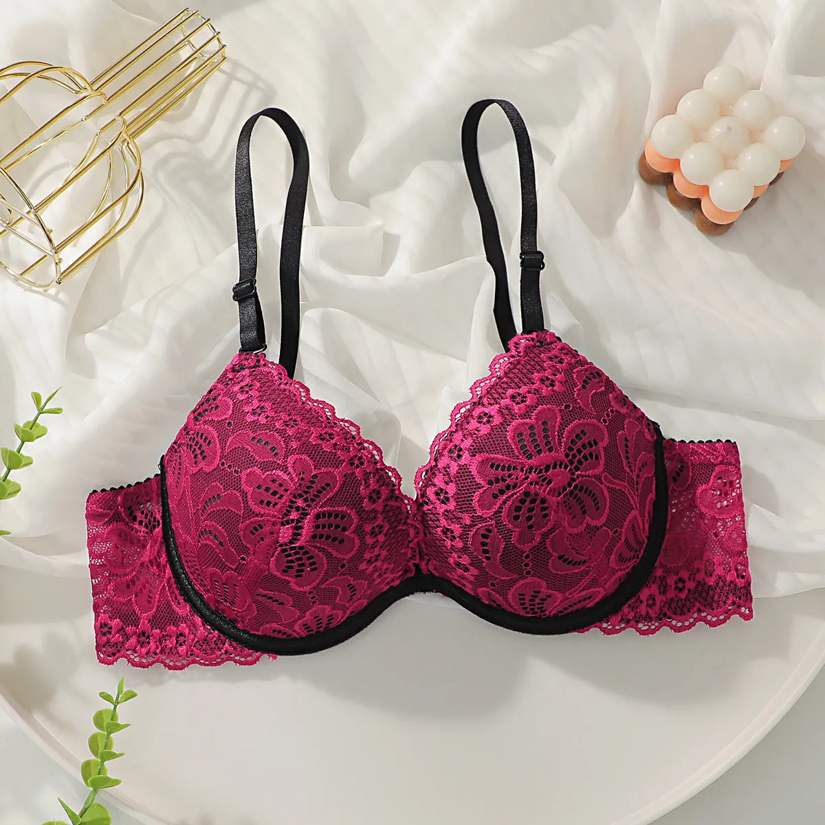 The Crimson Allure | Women's Lace Underwire Push-Up Bra sold by Negative product image thumbnail 2
