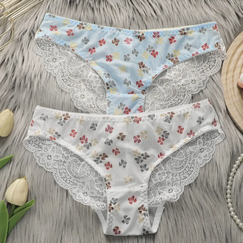 The Floral Desire | Women's Floral Lace Mid-Rise Triangle Panties (2-Pack) made by Negative