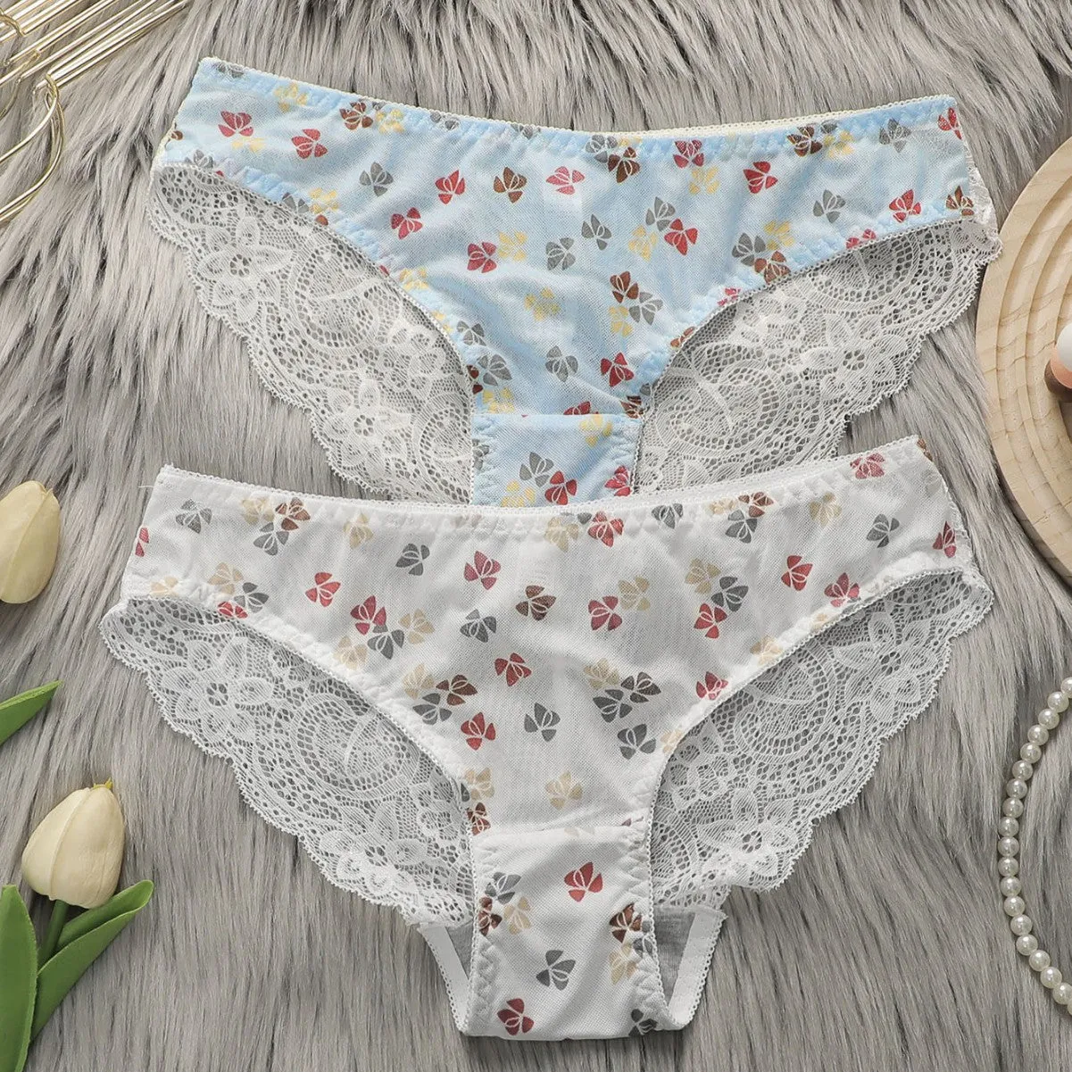 The Floral Desire | Women's Floral Lace Mid-Rise Triangle Panties (2-Pack) sold by Negative