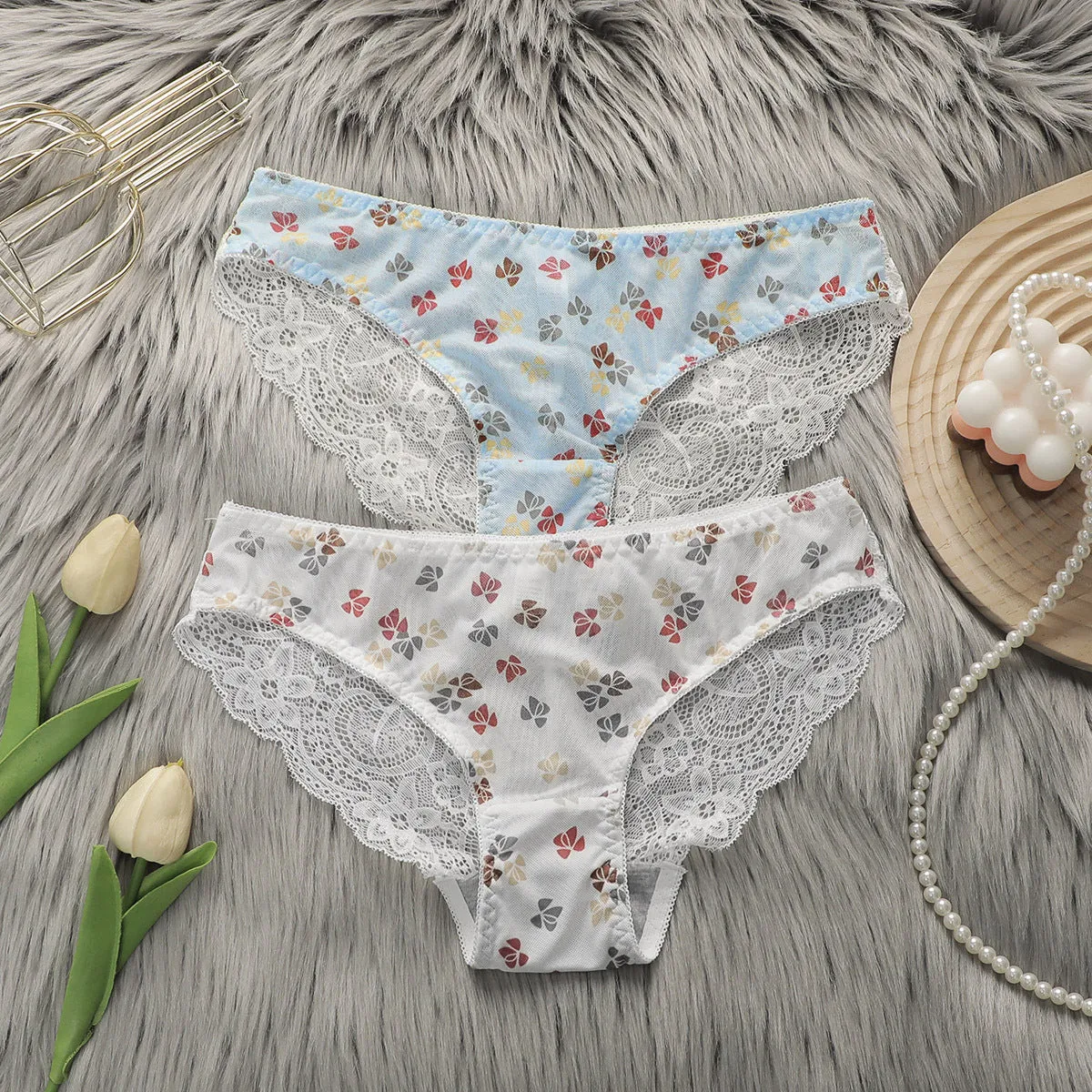 The Floral Desire | Women's Floral Lace Mid-Rise Triangle Panties (2-Pack) sold by Negative product image thumbnail 5