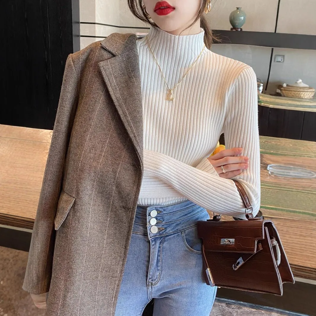 The Graceful Contour | Women's Slim-Fit Semi-Turtleneck Pullover Sweater sold by Negative product image thumbnail 3