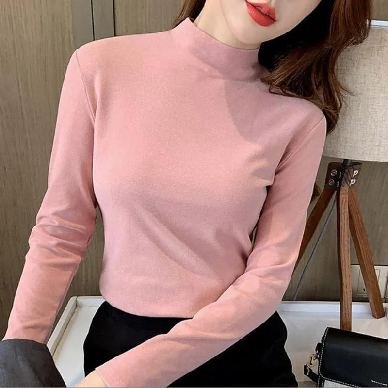 The Effortless Layer | Solid Color Half-Turtleneck Long-Sleeve Base Shirt sold by Negative product image thumbnail 2
