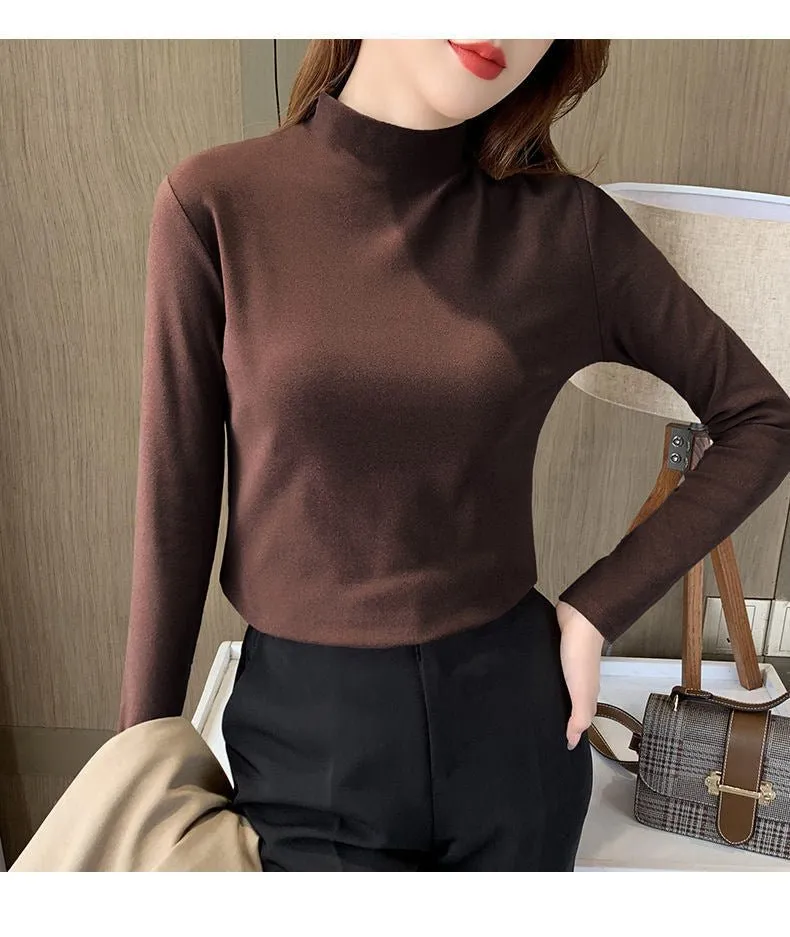 The Effortless Layer | Solid Color Half-Turtleneck Long-Sleeve Base Shirt sold by Negative product image thumbnail 3
